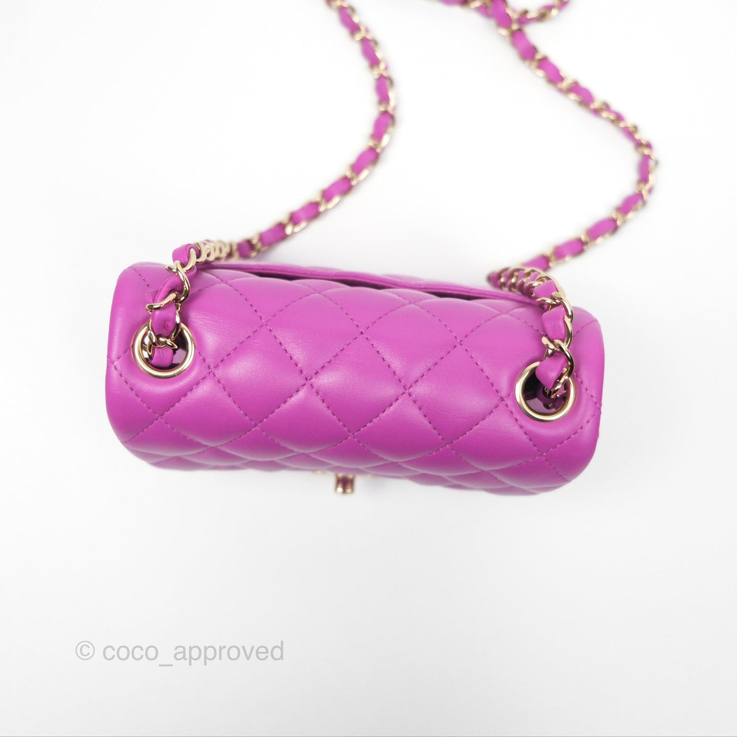 Chanel Mini Square Flap Quilted Purple Lambskin Gold Hardware