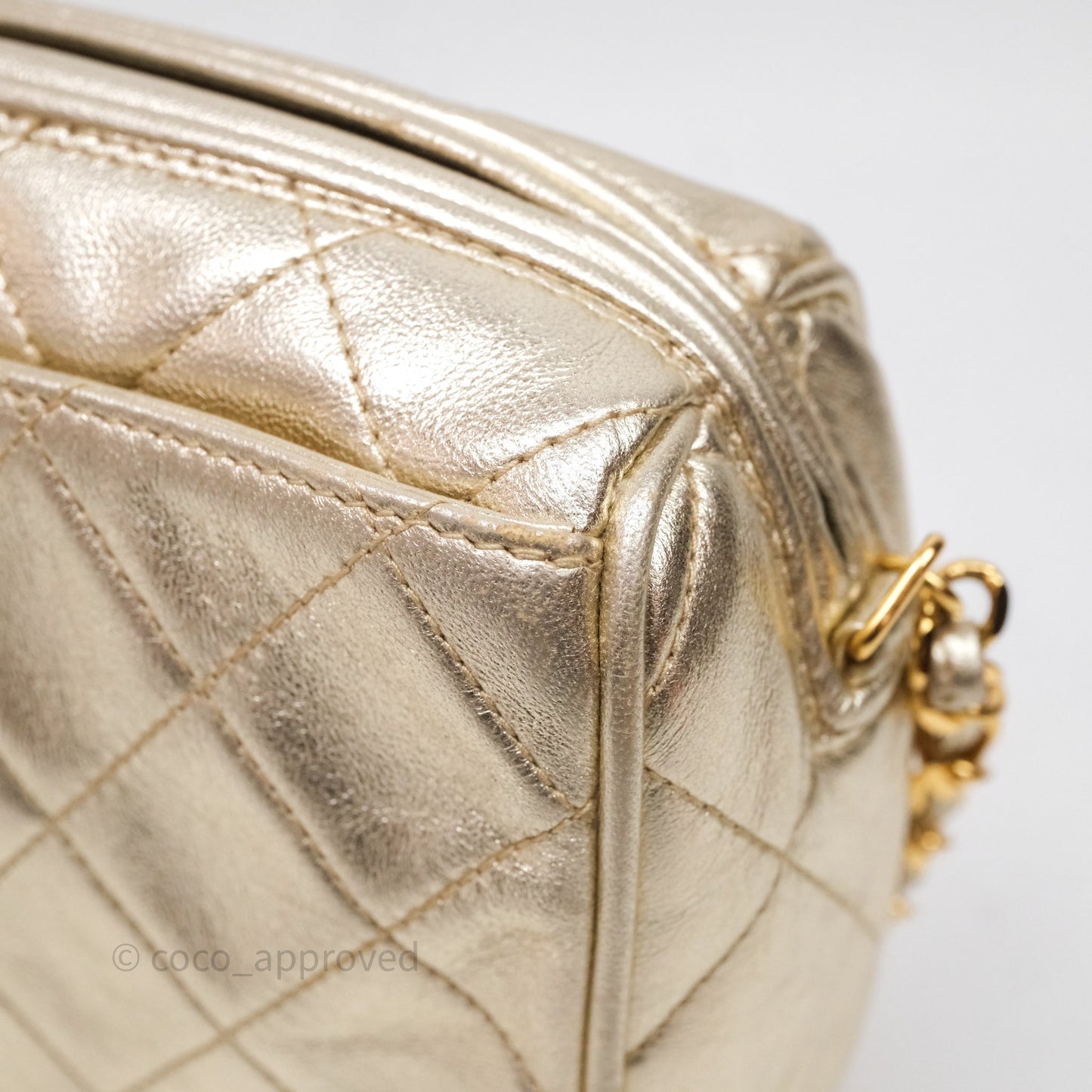 Chanel Vintage Camera Bag Gold Lambskin Gold Hardware