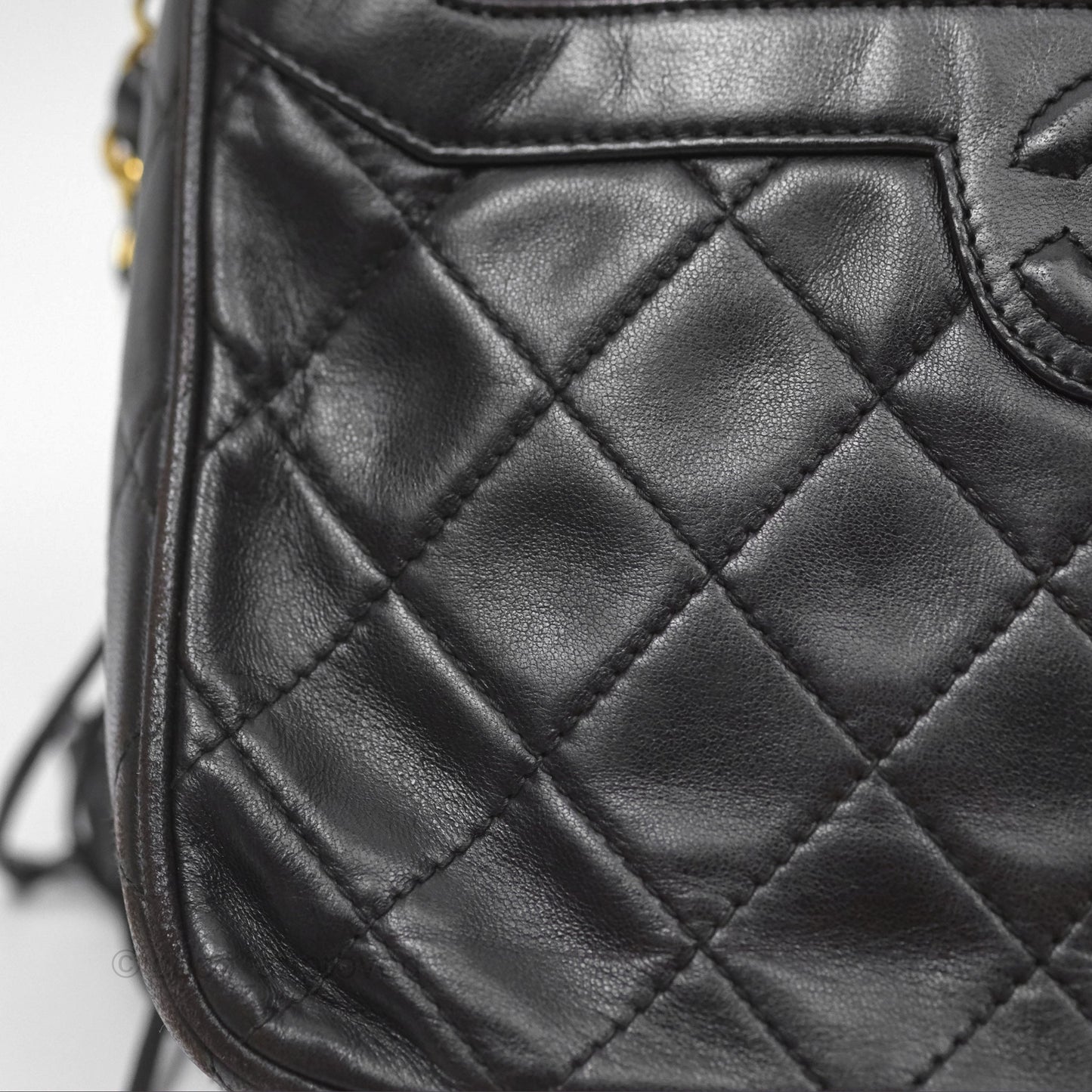 Chanel Vintage Small Camera Bag Black Lambskin Gold Hardware