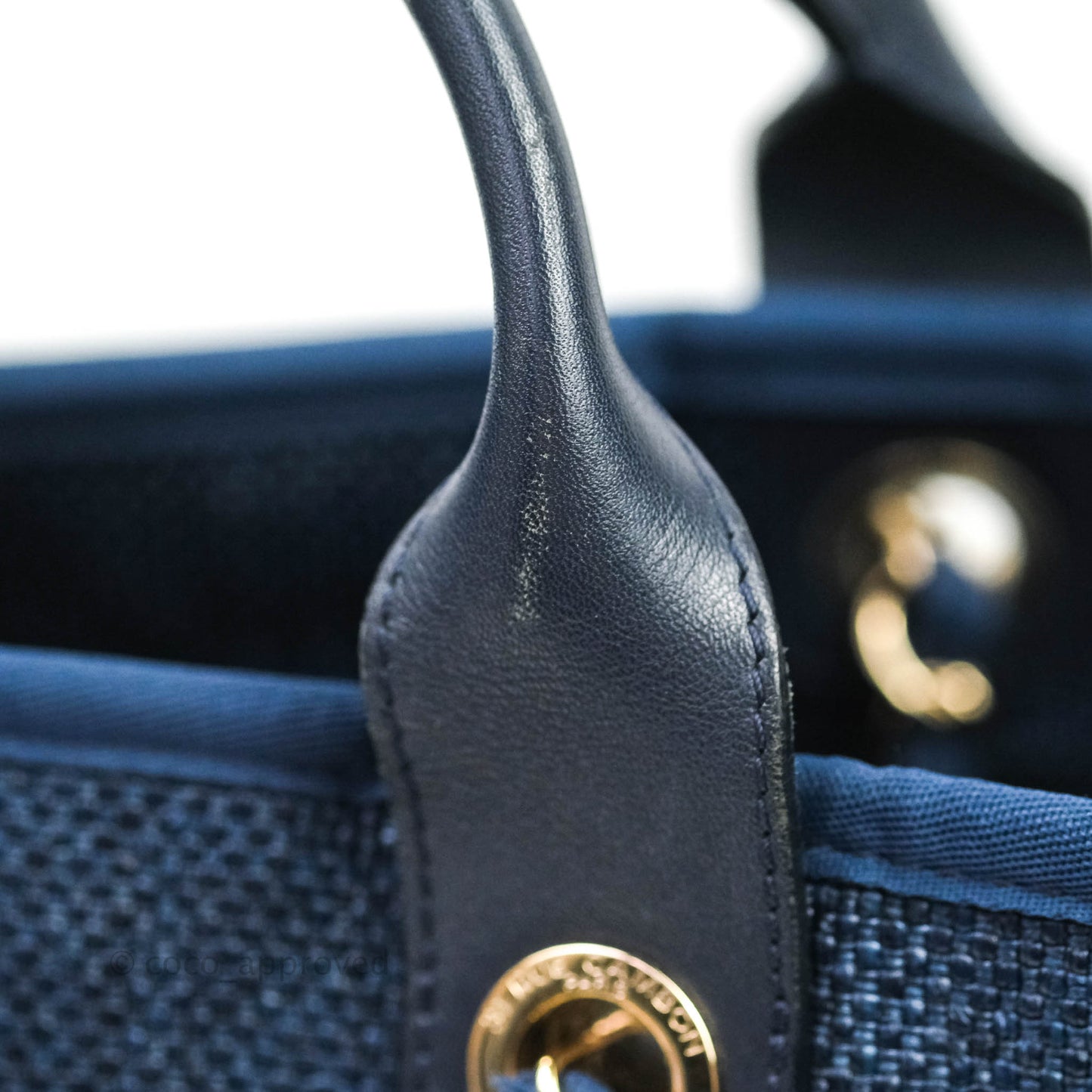 Chanel Large Deauville Blue Canvas Gold Hardware