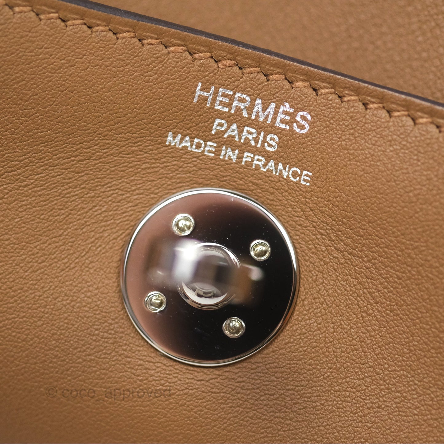 Hermès Mini Lindy 20 Verso Swift Alezan 3G / Biscuit 48 Palladium Hardware