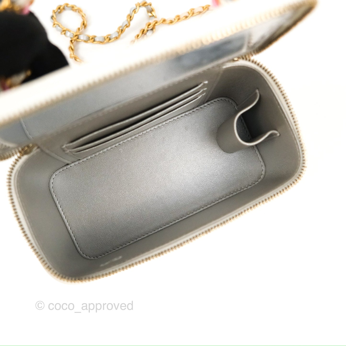 Chanel Rainbow Top Handle Vanity White Glazed Lambskin 23P