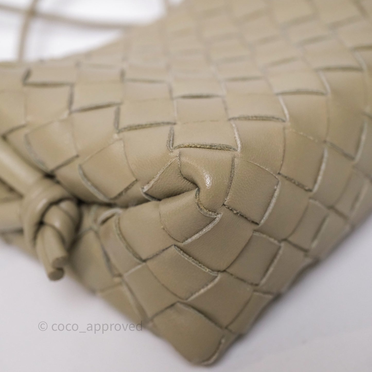 Bottega Veneta Mini Loop Camera Bag Intrecciato Lambskin Travertine