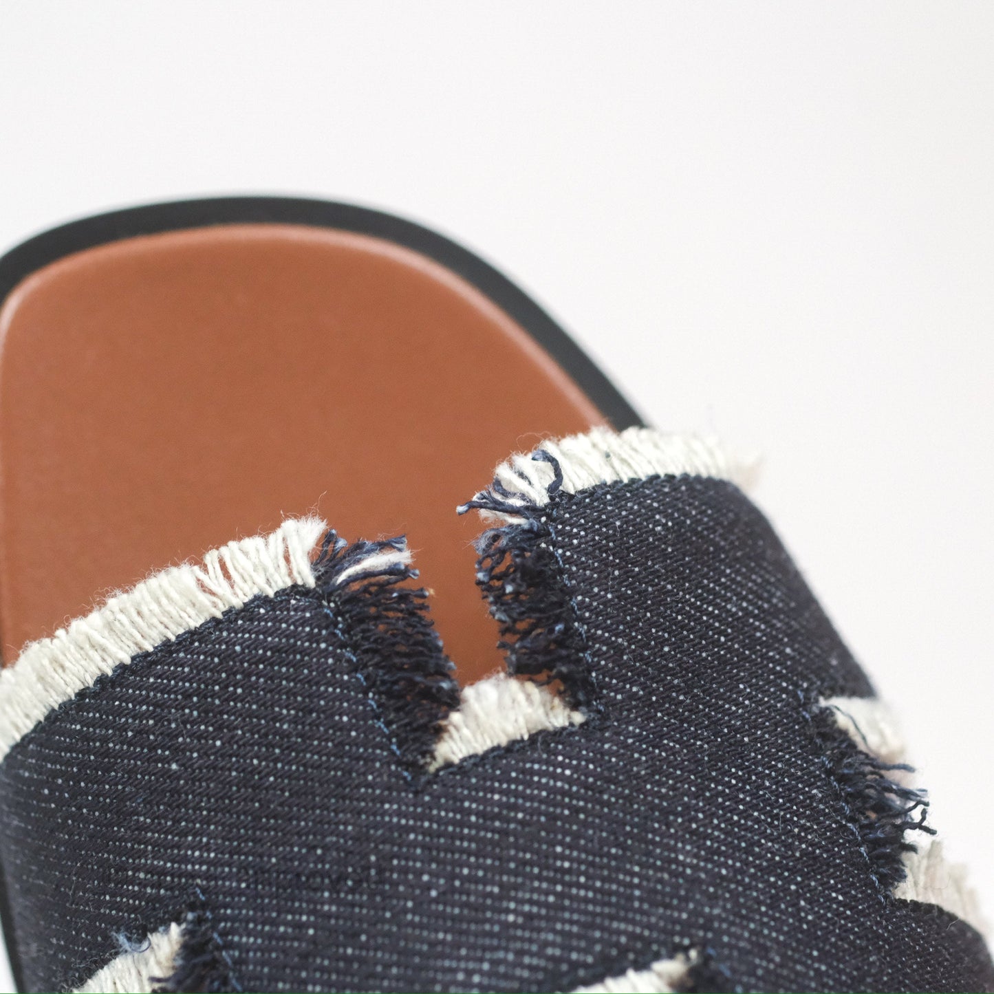Hermès Oran Sandals in Black Denim Size 37