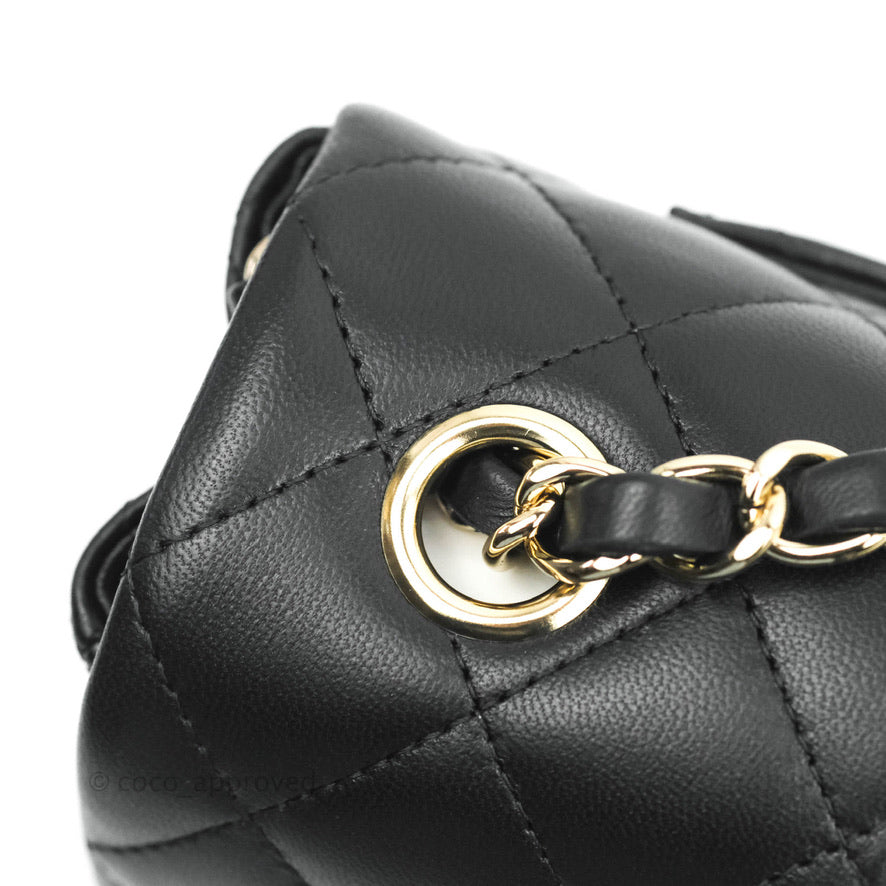 Chanel Quilted Mini Rectangular Flap Black White Lambskin Gold Hardware