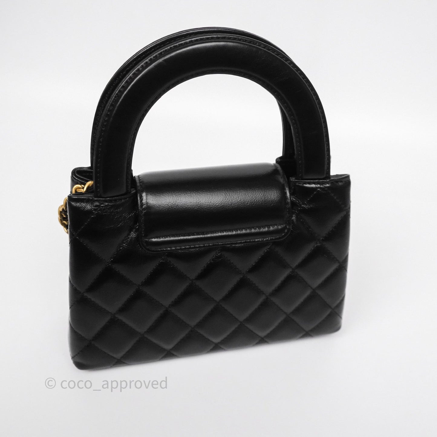 Chanel Kelly Bag Quilted Black Shiny Crumpled Calfskin Aged Gold Hardware