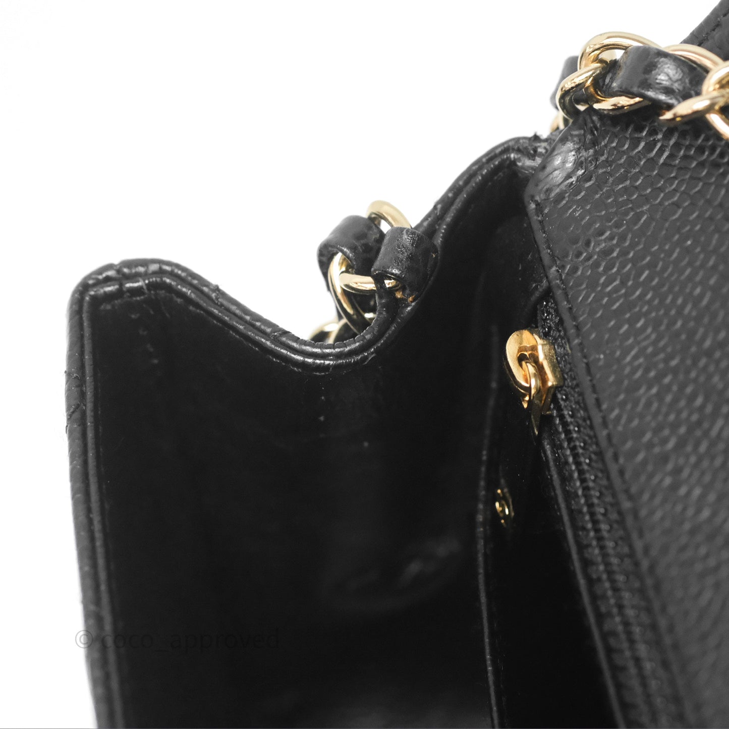 Chanel Vintage Mini Square Flap Quilted Black Caviar 24K Gold Hardware