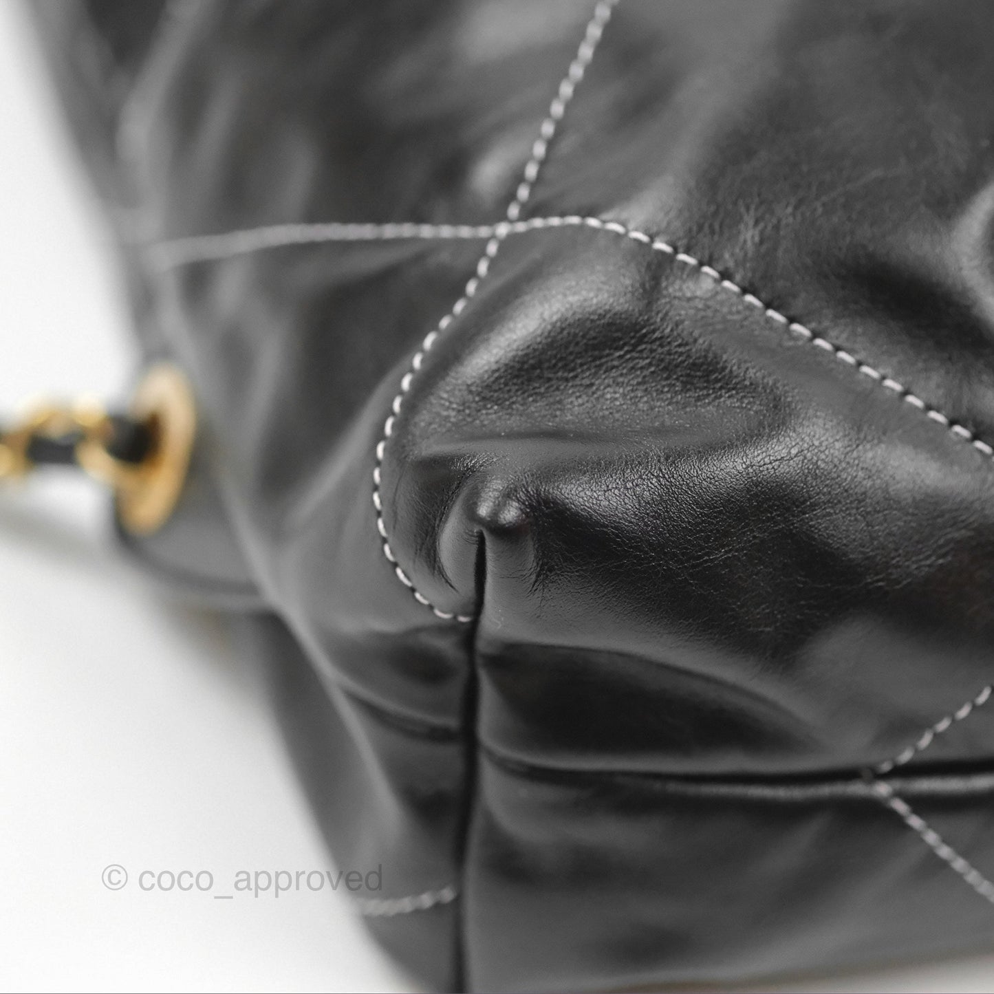 Chanel 22 Medium Shiny Calfskin Quilted Backpack Black