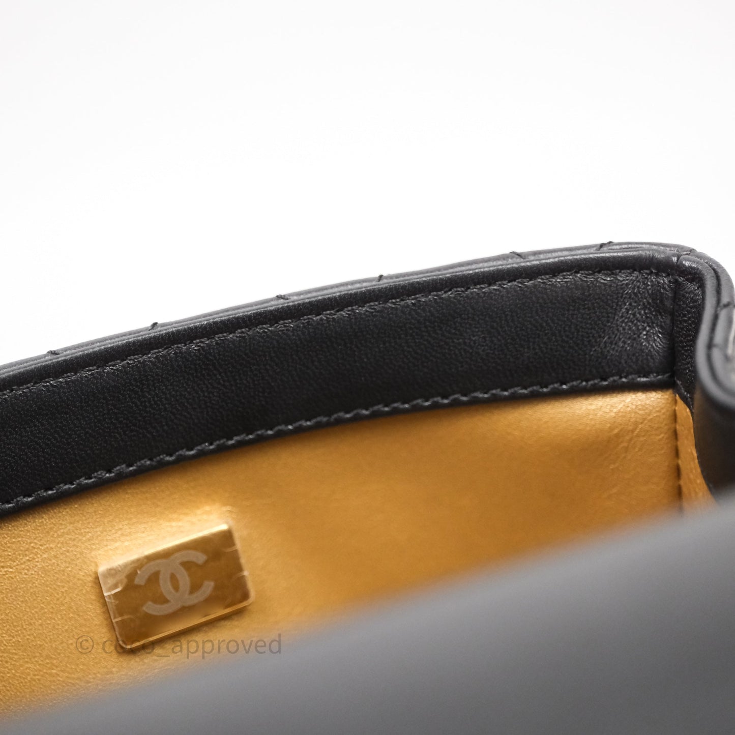 Chanel Pearl Crush Mini Square Quilted Black Lambskin Aged Gold Hardware