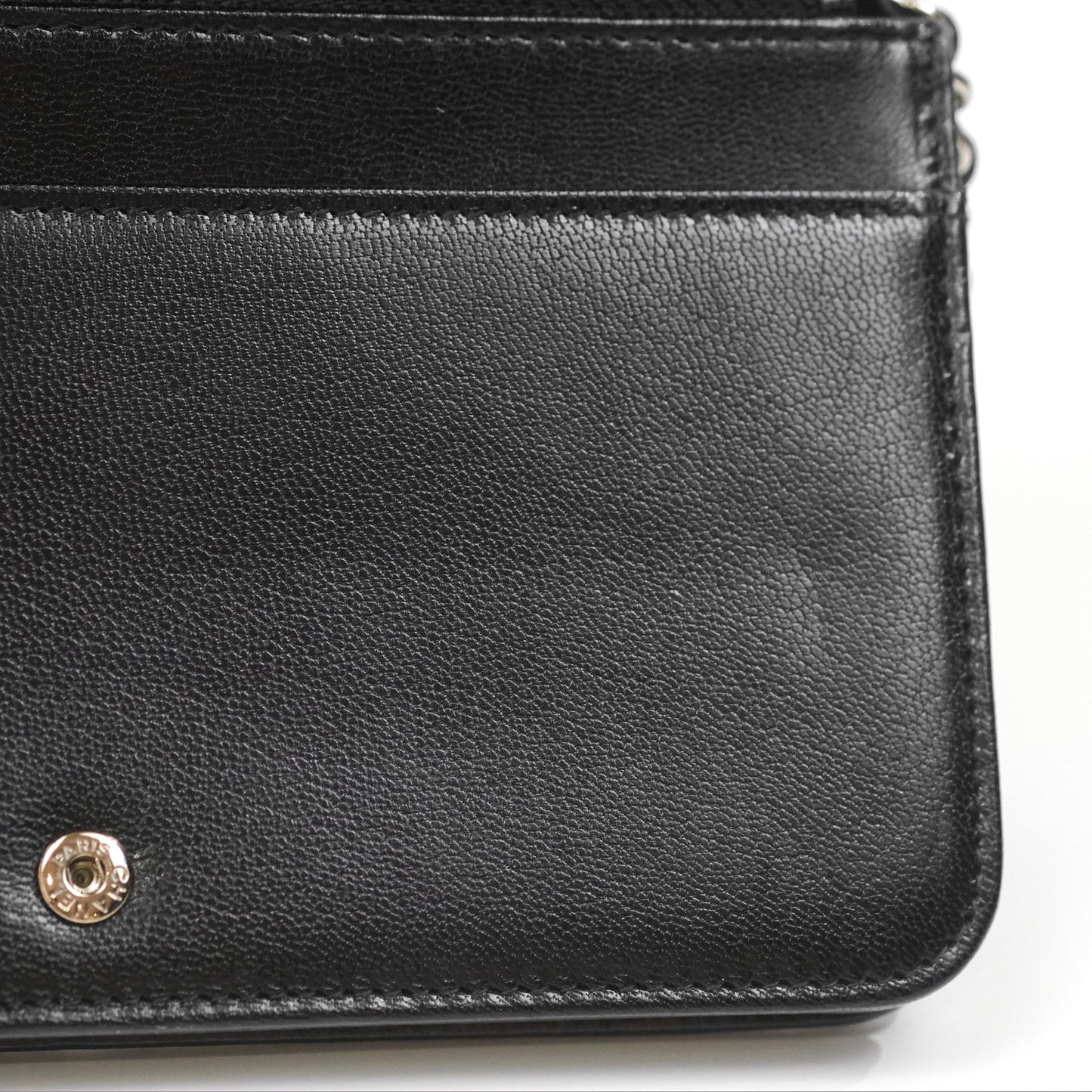 Chanel Diamond CC Wallet On Chain WOC Black Goatskin Silver Hardware