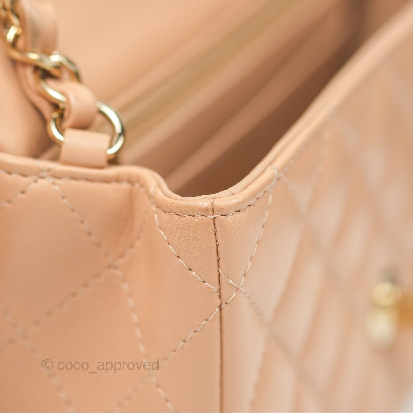 Chanel Quilted Mini Rectangular Beige Lambskin Gold Hardware