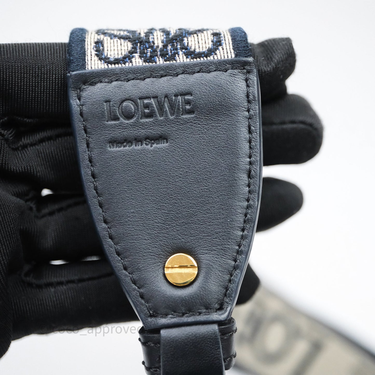 Loewe Mini Gate Dual Bag in Soft Calfskin & Jacquard Strap Black