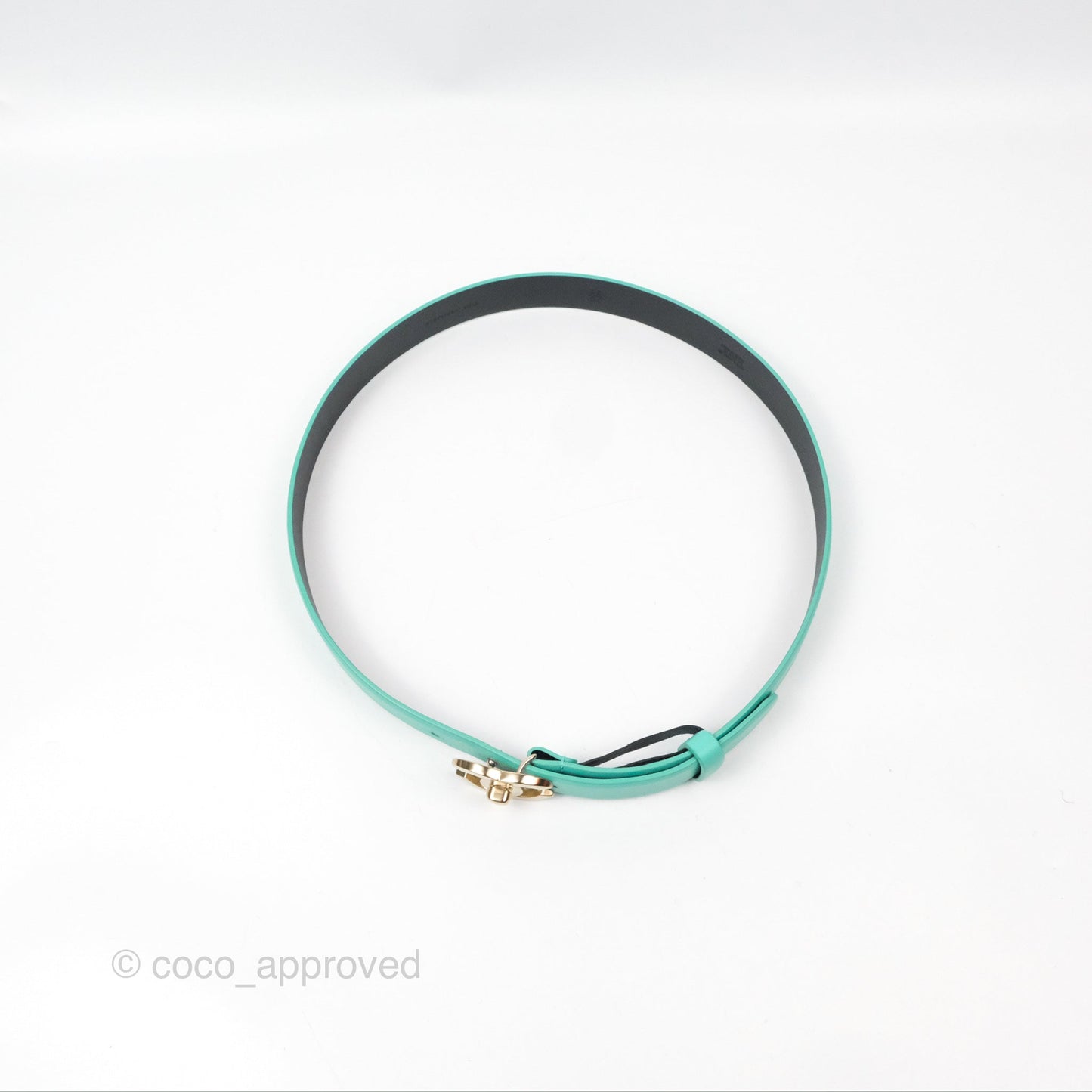 Chanel Calfskin CC Turn Lock Belt Turquoise 18C