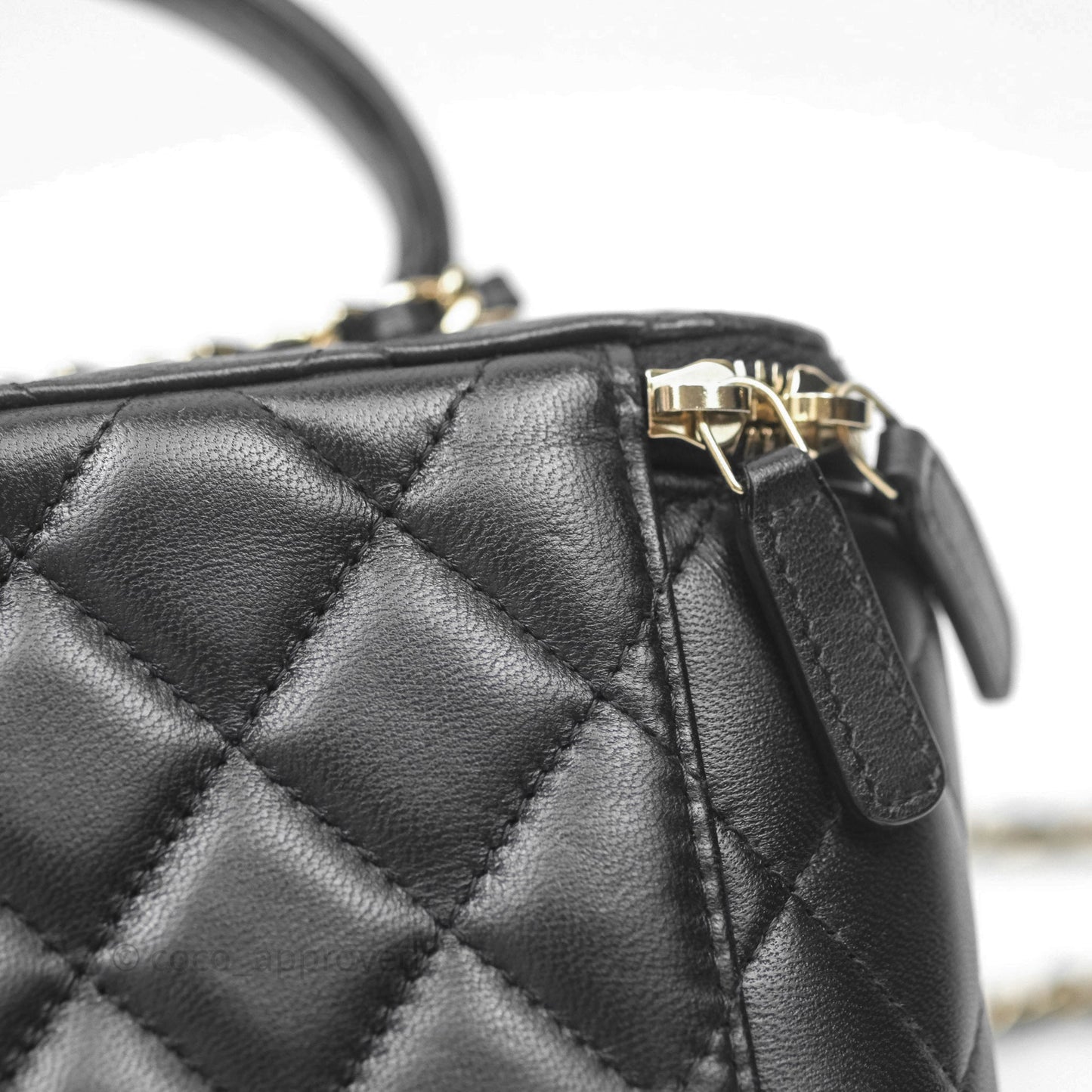 Chanel Vanity Rectangular Top Handle Black Lambskin Gold Hardware