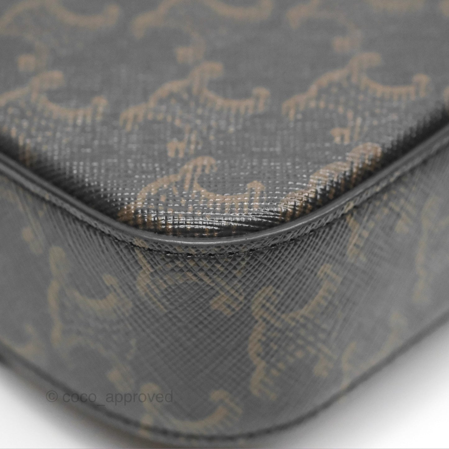 Celine Triomphe Shoulder Bag Tan Calfskin Triomphe Canvas