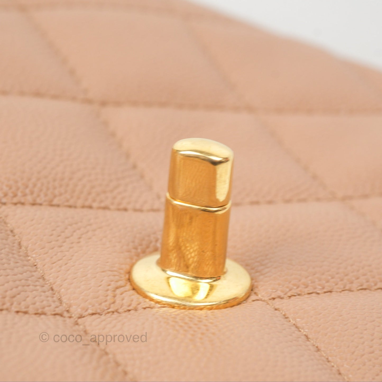 Chanel Coco First CC Chain Flap Bag Dark Beige Caviar Aged Gold Hardware