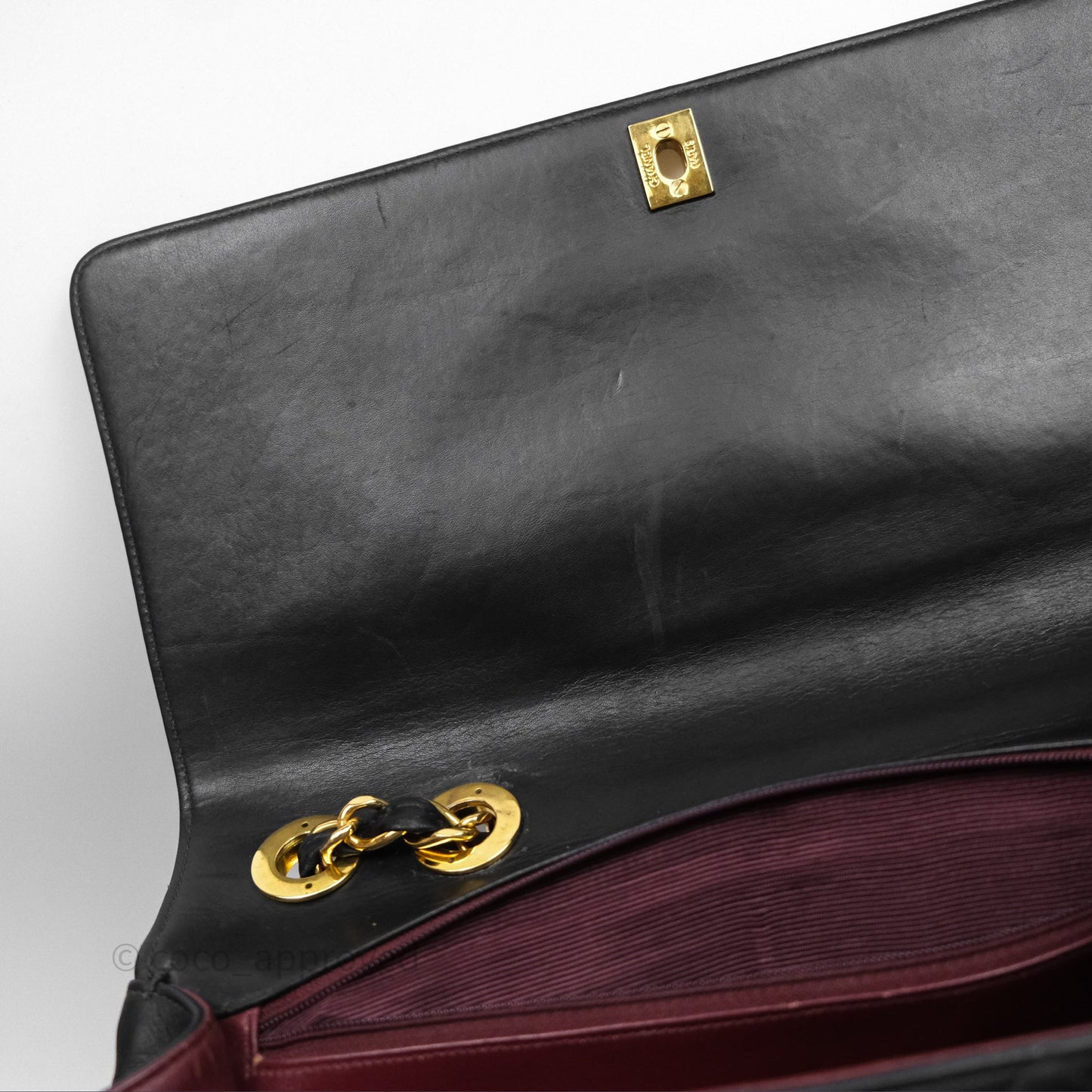Chanel Vintage Maxi Quilted CC Flap Bag Black Lambskin Gold Hardware