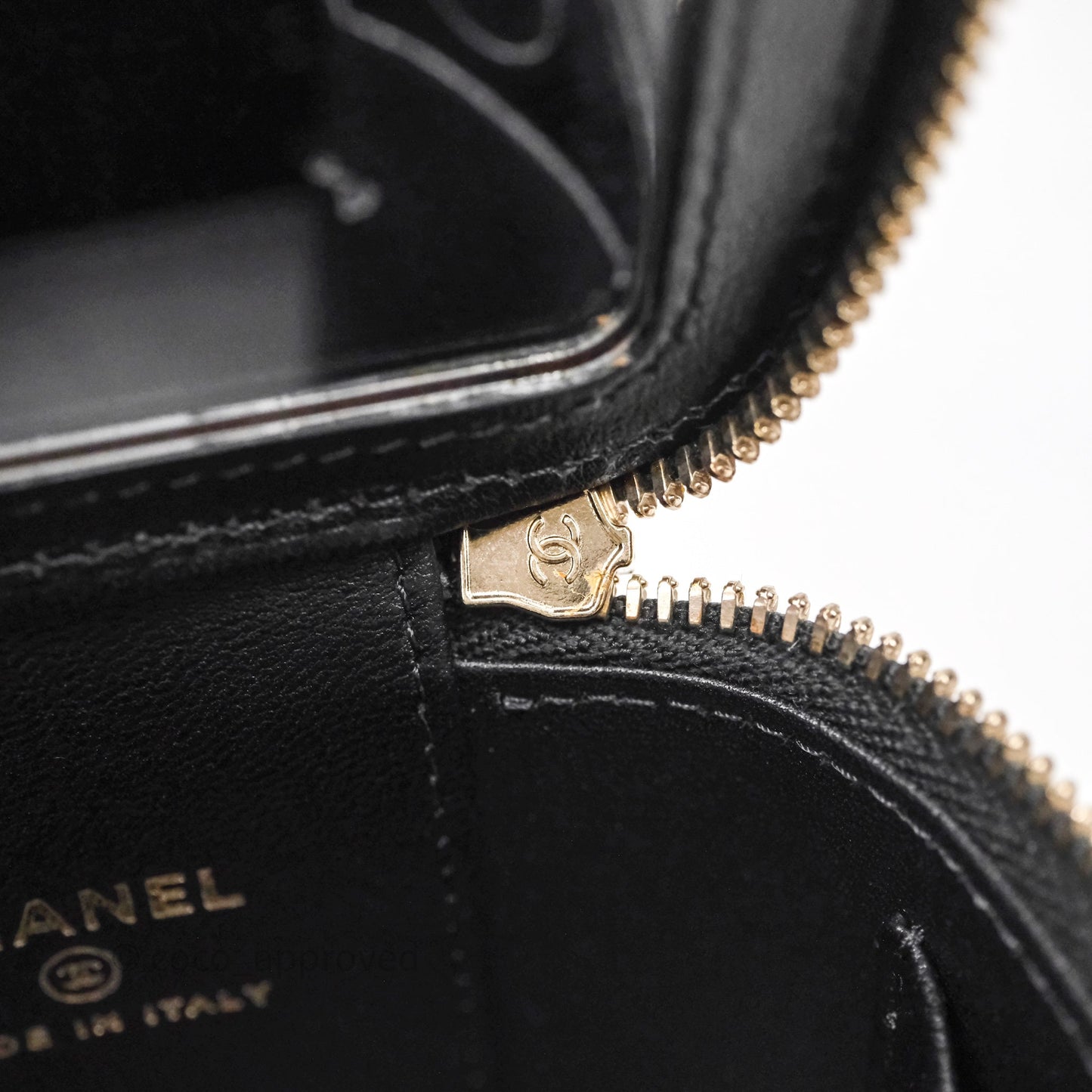 Chanel Mini Vanity With Double Chain Black Lambskin Aged Gold Hardware