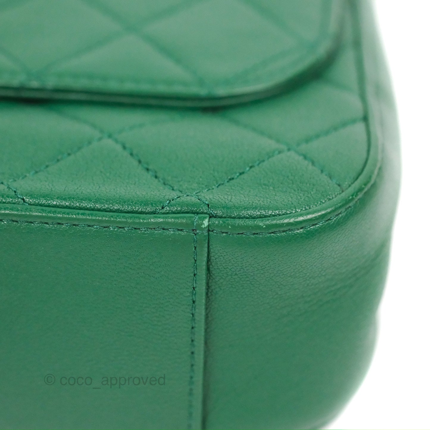 Chanel Chain Infinity Top Handle Bag Green Lambskin Aged Gold Hardware