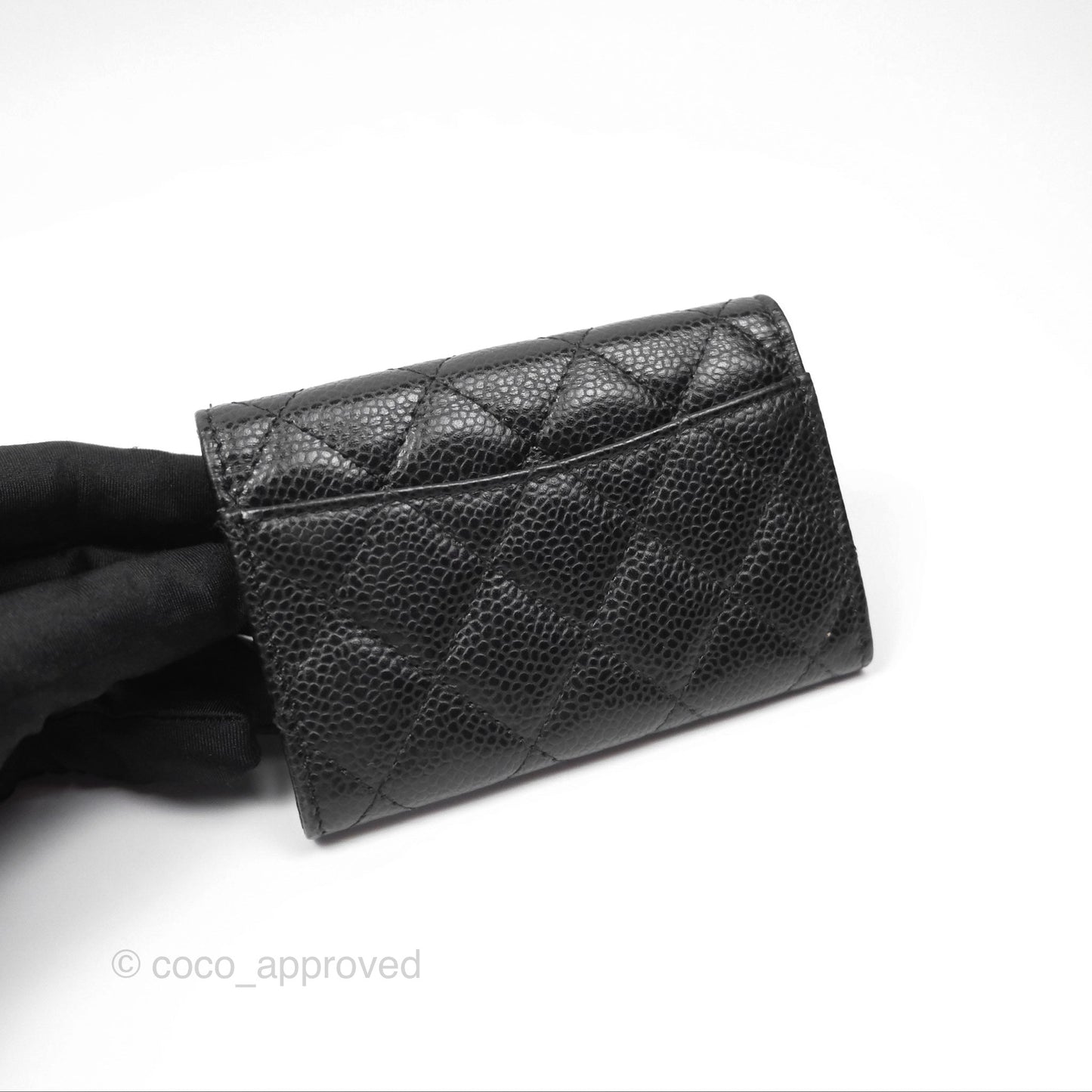 Chanel Quilted Flap Card Holder Caviar Black Gold Hardware