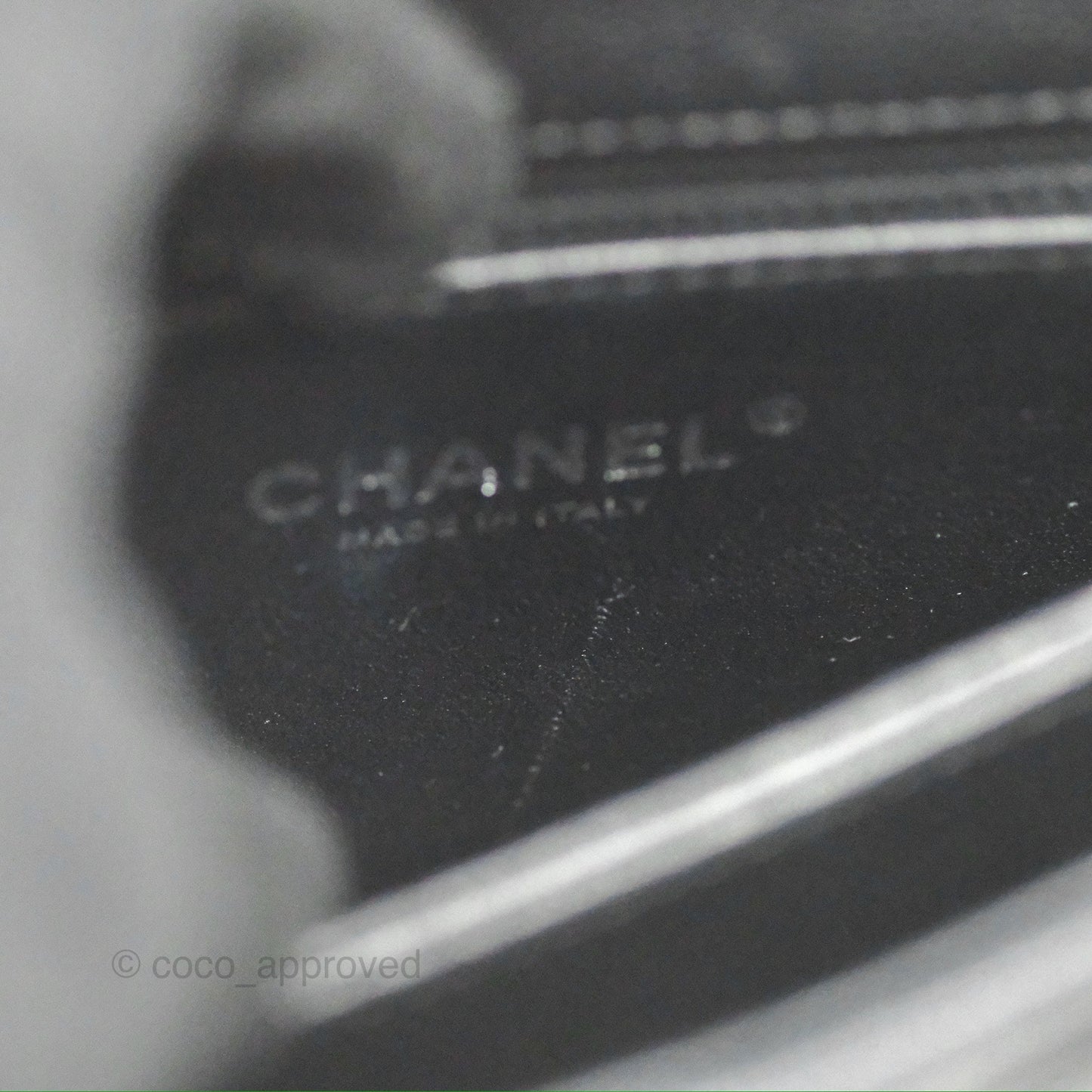 Chanel Small Coco Handle Quilted Black Caviar Ruthenium Hardware Olive Lizard Handle
