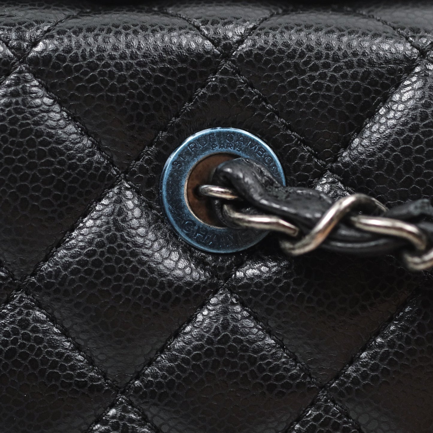 Chanel Quilted Small City Shopping Bag Black Caviar Ruthenium Hardware