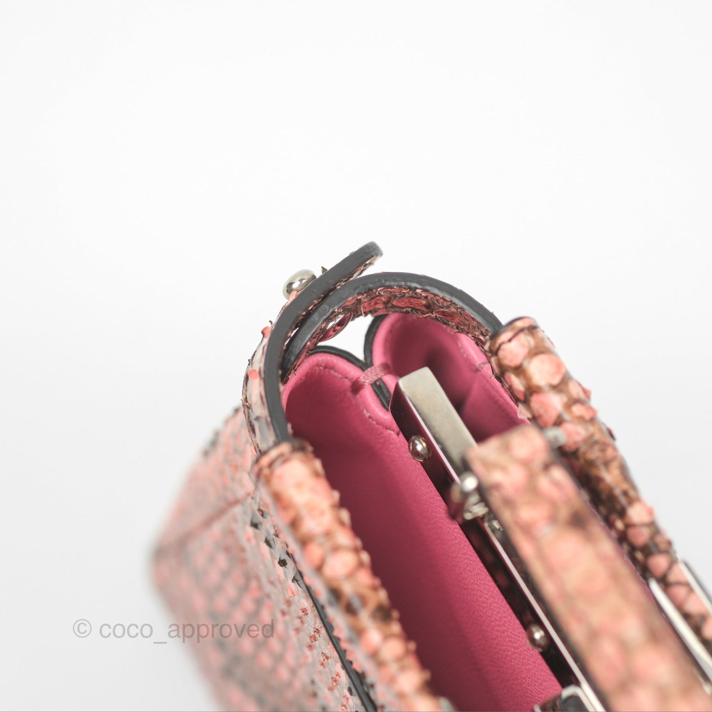 Fendi Micro Peekaboo Bag Pink Python Silver Hardware