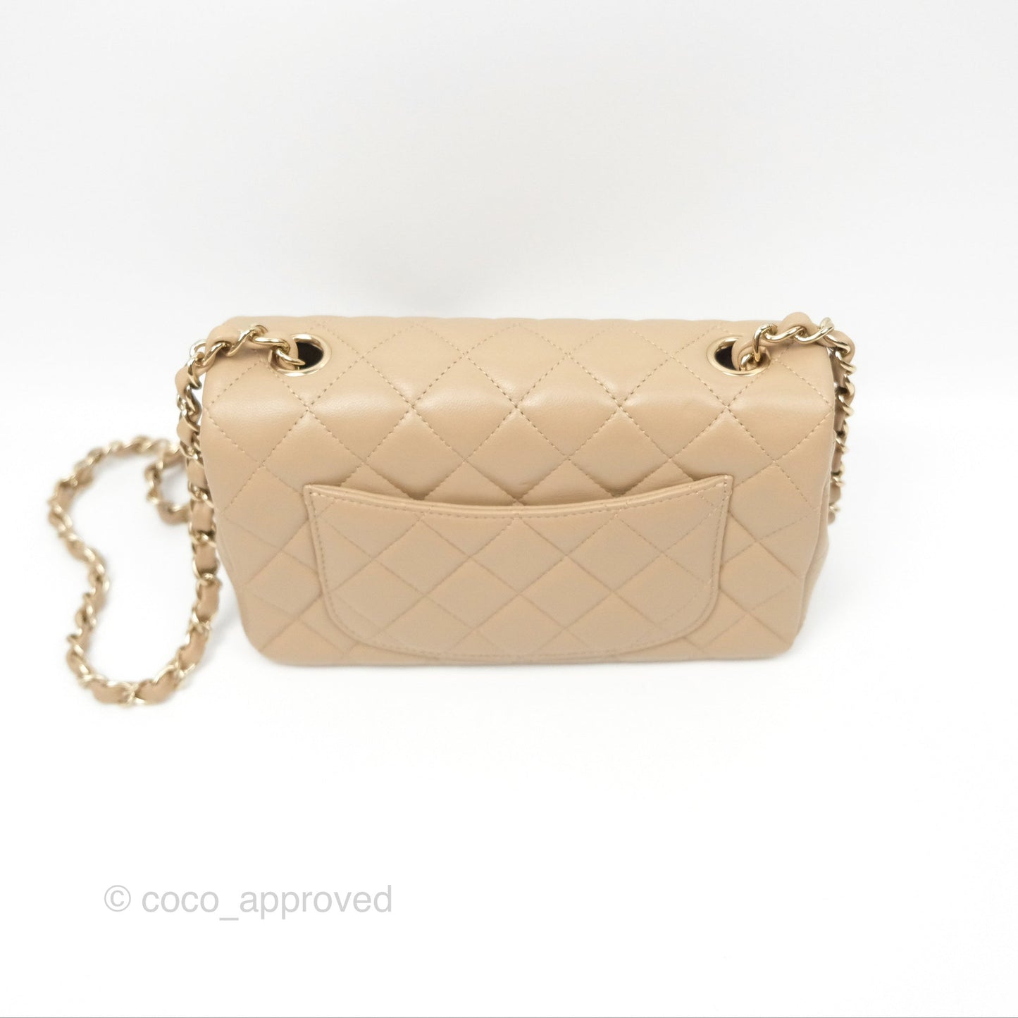 Chanel Mini Rectangular Quilted Beige Lambskin Gold Hardware
