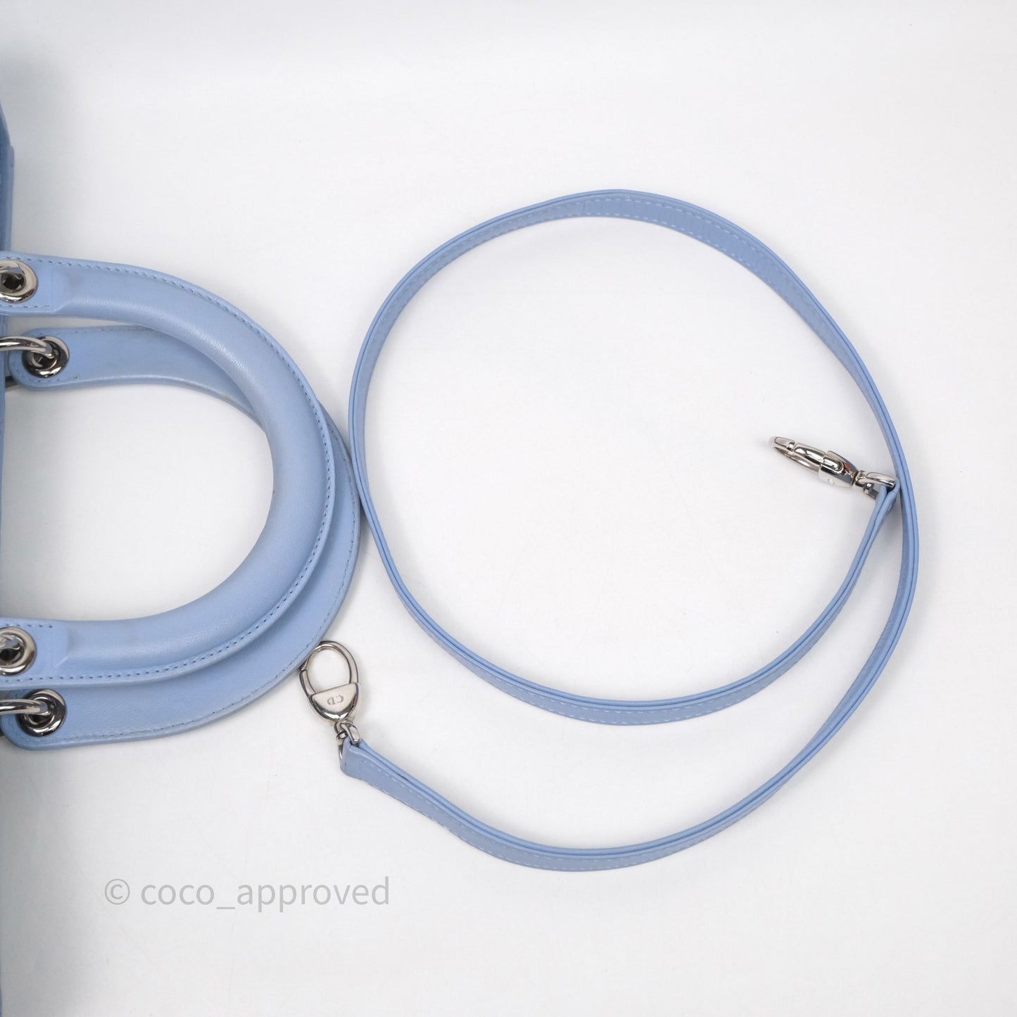 Christian Dior Large Lady Dior Cannage Blue Lambskin Silver Hardware