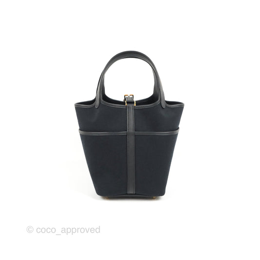 Hermes Picotin Lock 18 Cargo Pockets Black Gold Hardware
