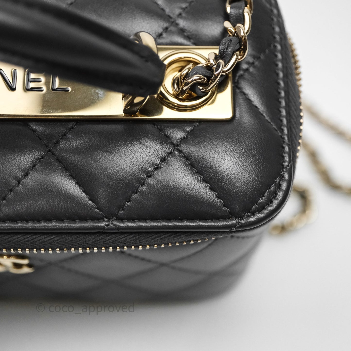 Chanel Trendy CC Vanity Rectangular Top Handle Dark Grey Lambskin Gold Hardware