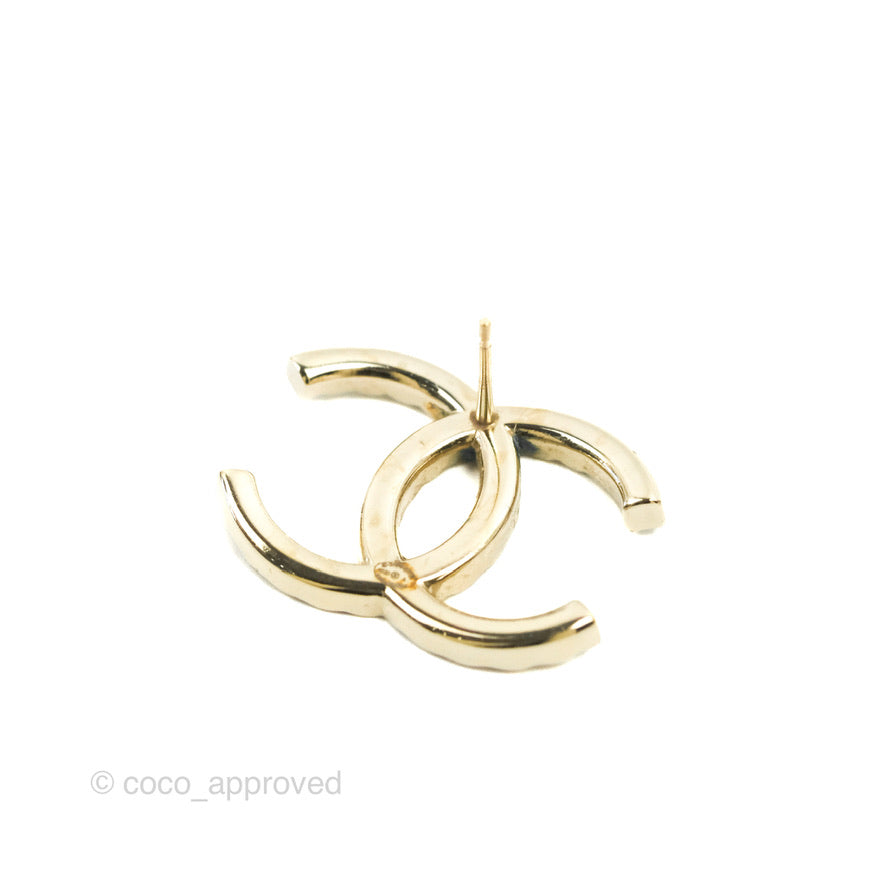 Chanel Crystal CC Earrings Gold Tone 20A