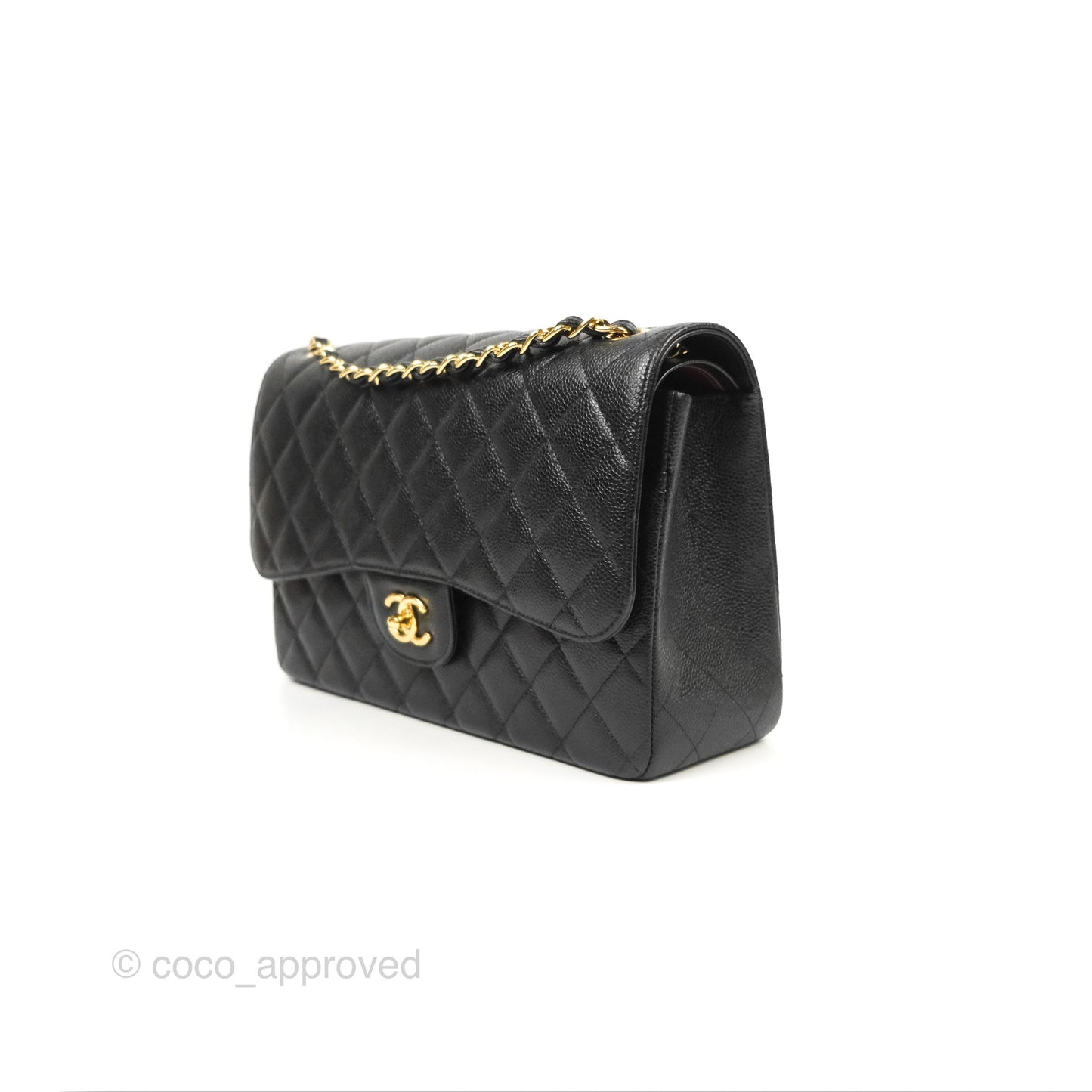 Chanel Jumbo Double Flap Black Caviar Gold Hardware⁣⁣
