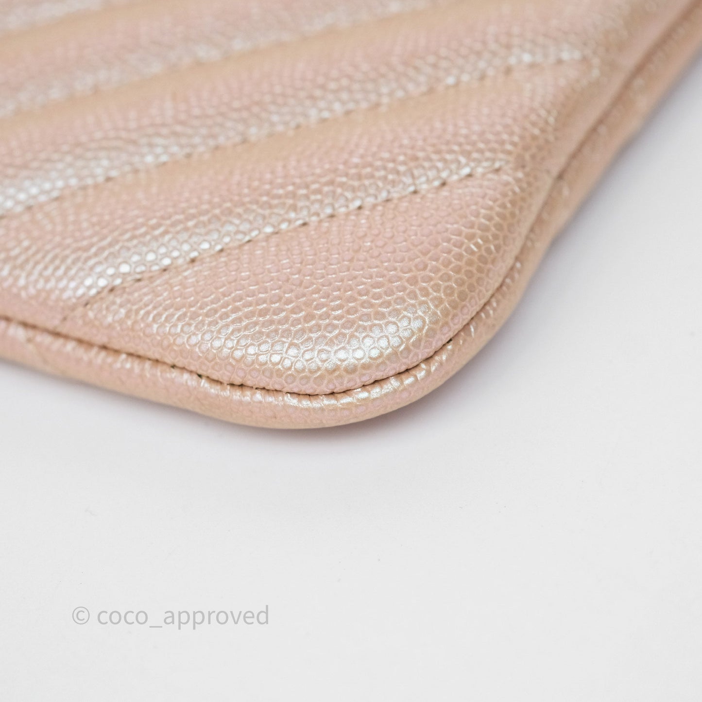 Chanel Medium O Case Chevron Rose Gold Caviar Silver Hardware 17B