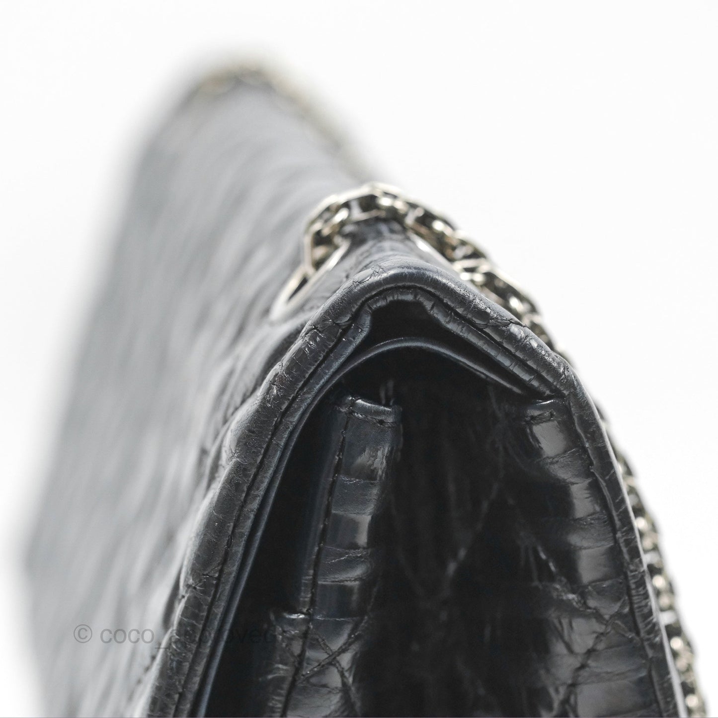Chanel Reissue 227 Flap Quilted Calfskin Black Striped Dark Silver Hardware