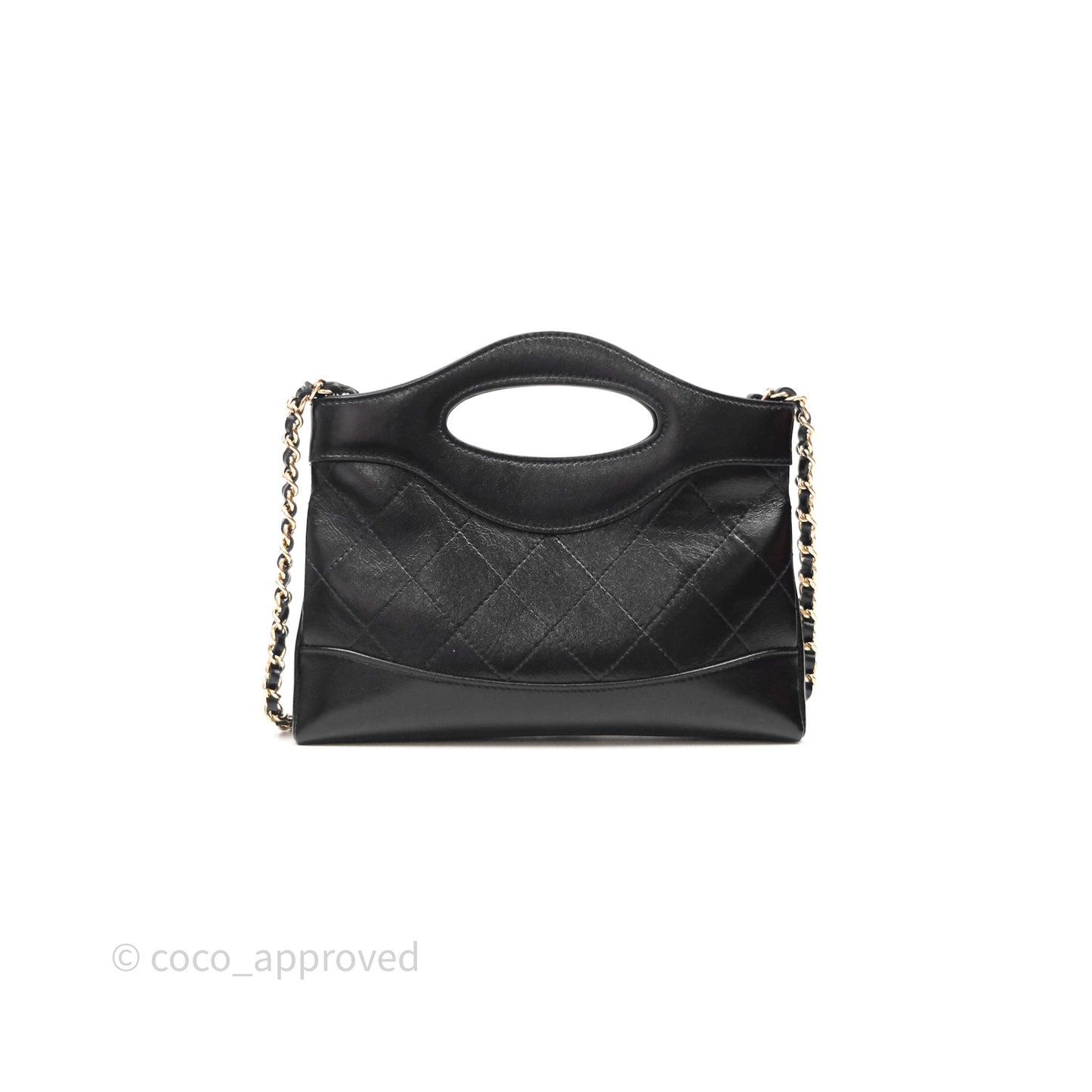 Chanel Nano 31 Black Shiny Calfskin Gold Hardware
