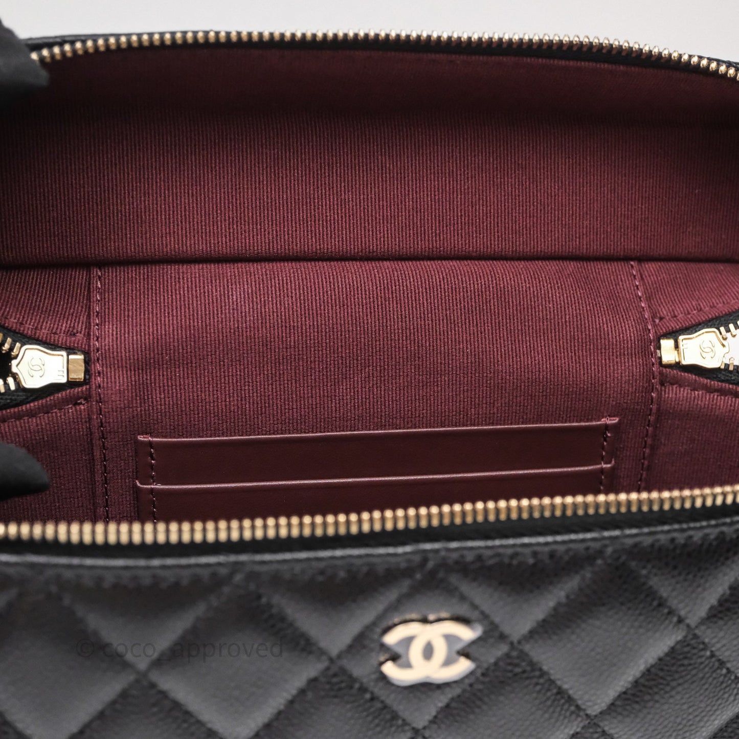 Chanel Top Handle Long Vanity with Chain Black Caviar Gold Hardware
