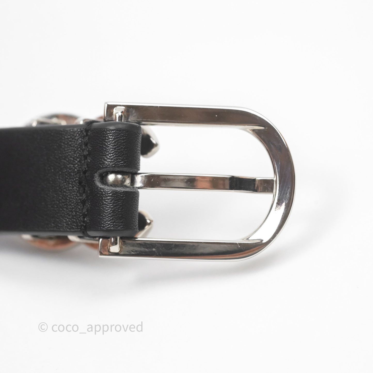 Chanel Crystal CC Belt Black Silver Hardware Size 75 20S