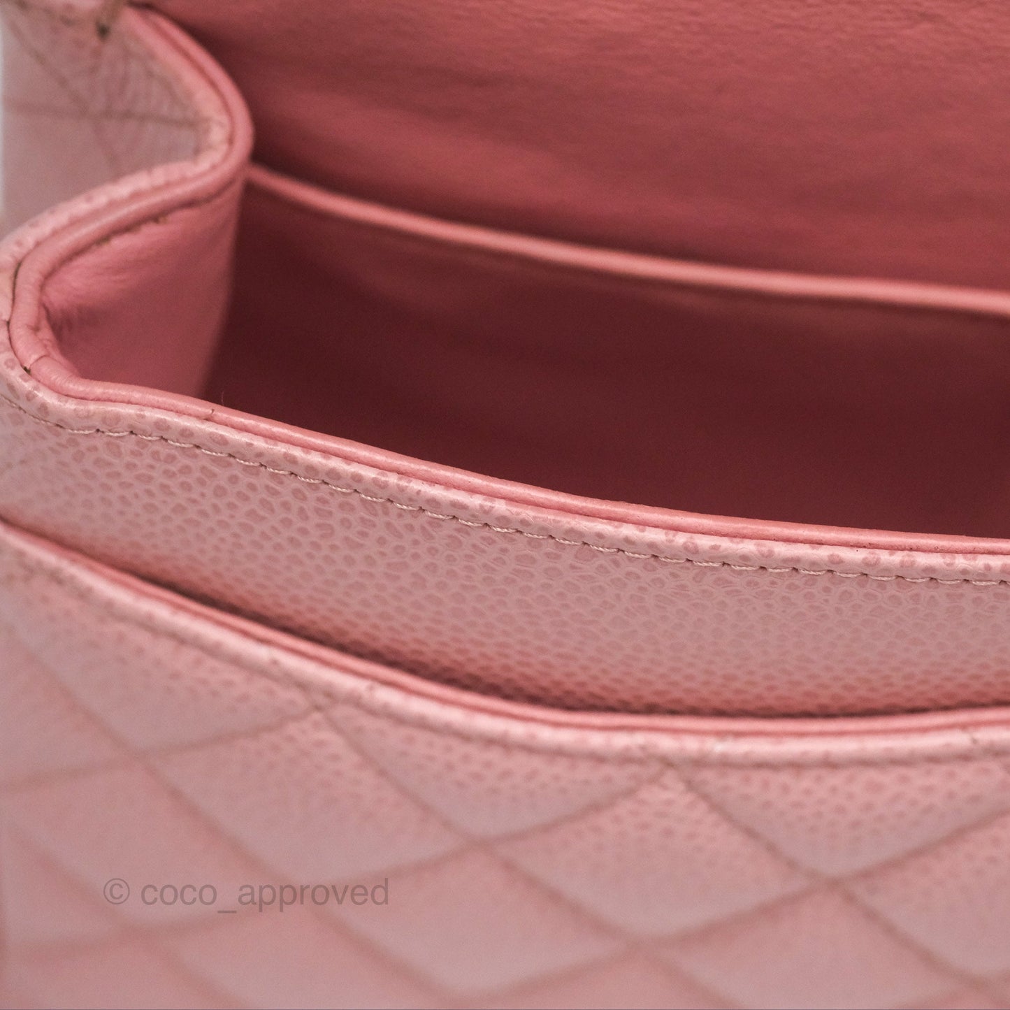 Chanel Vintage Classic M/L Medium Flap Quilted Sakura Pink Caviar 24K Gold Hardware