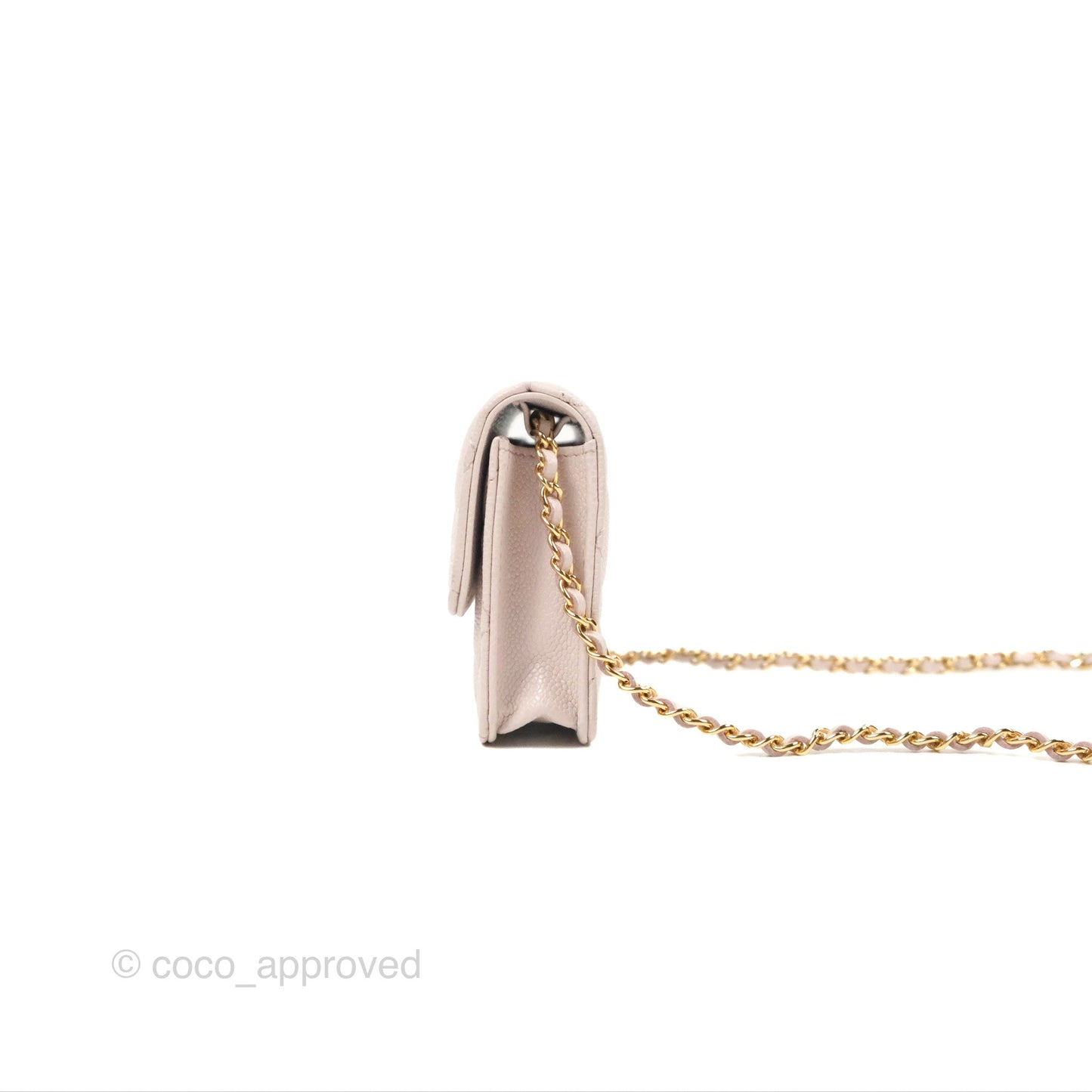 Chanel Miss Coco Clutch With Chain Quilted Lilac Pink Caviar Gold Hardware