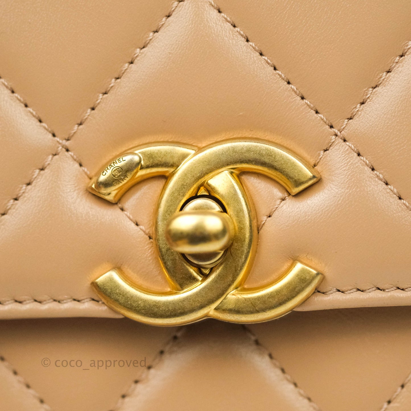 Chanel Quilted Mini Perfect Fit Adjustable Beige Calfskin Gold Hardware 21A