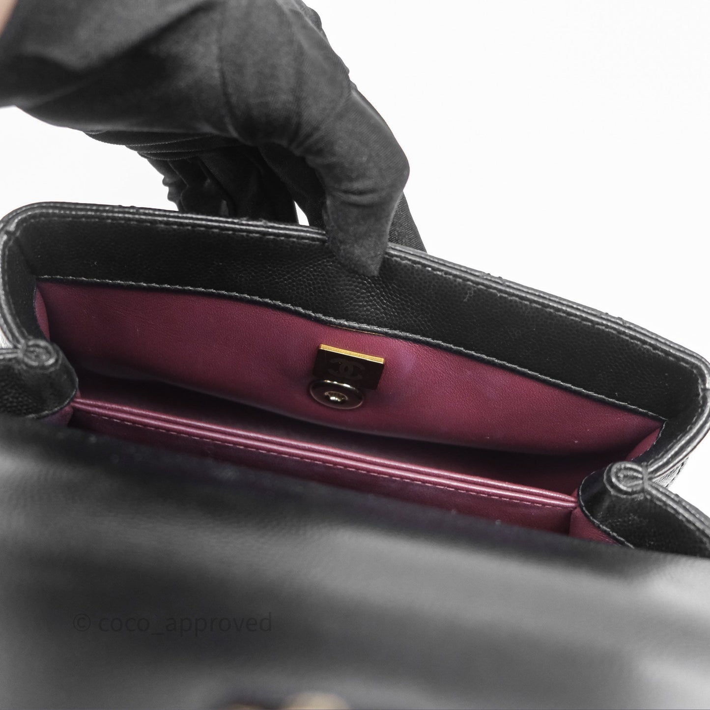 Chanel Small Coco Handle Quilted Black Caviar Gold Hardware