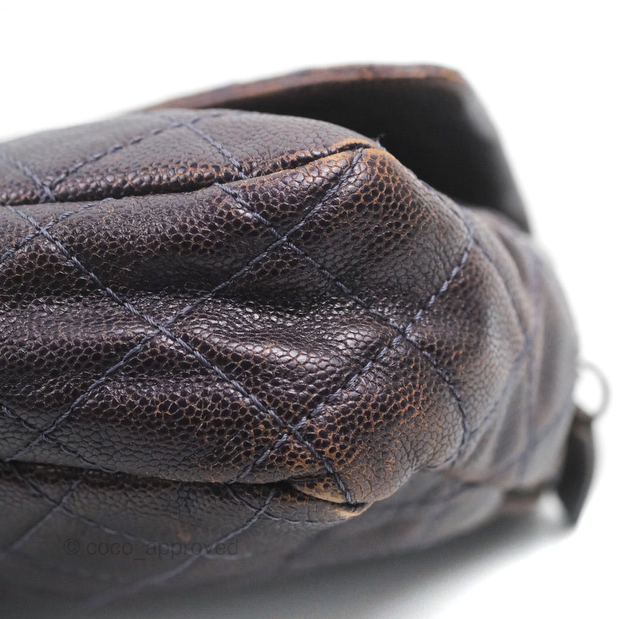 Chanel Jumbo Easy Flap Bag Caviar Dark Purple Ruthenium Hardware