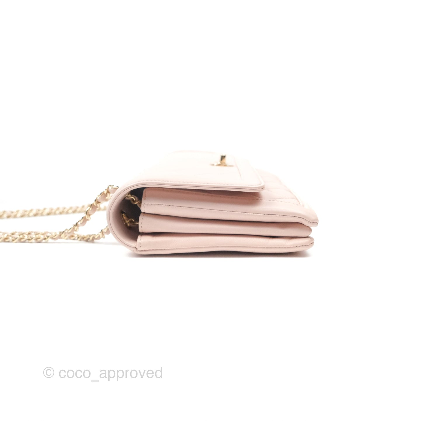 Chanel Flap Clutch With Chain Quilted Light Pink Lambskin Gold Hardware