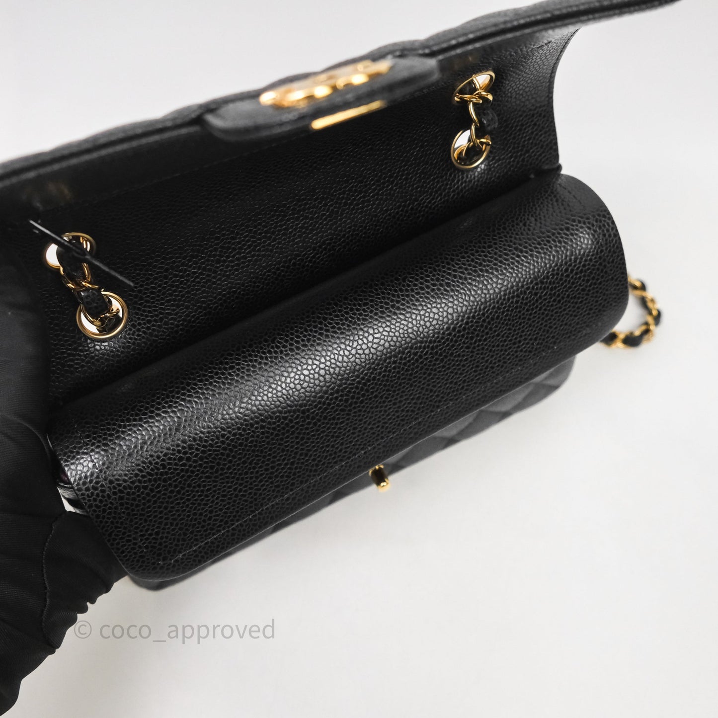 Chanel Small Classic Flap Quilted Black Caviar Gold Hardware