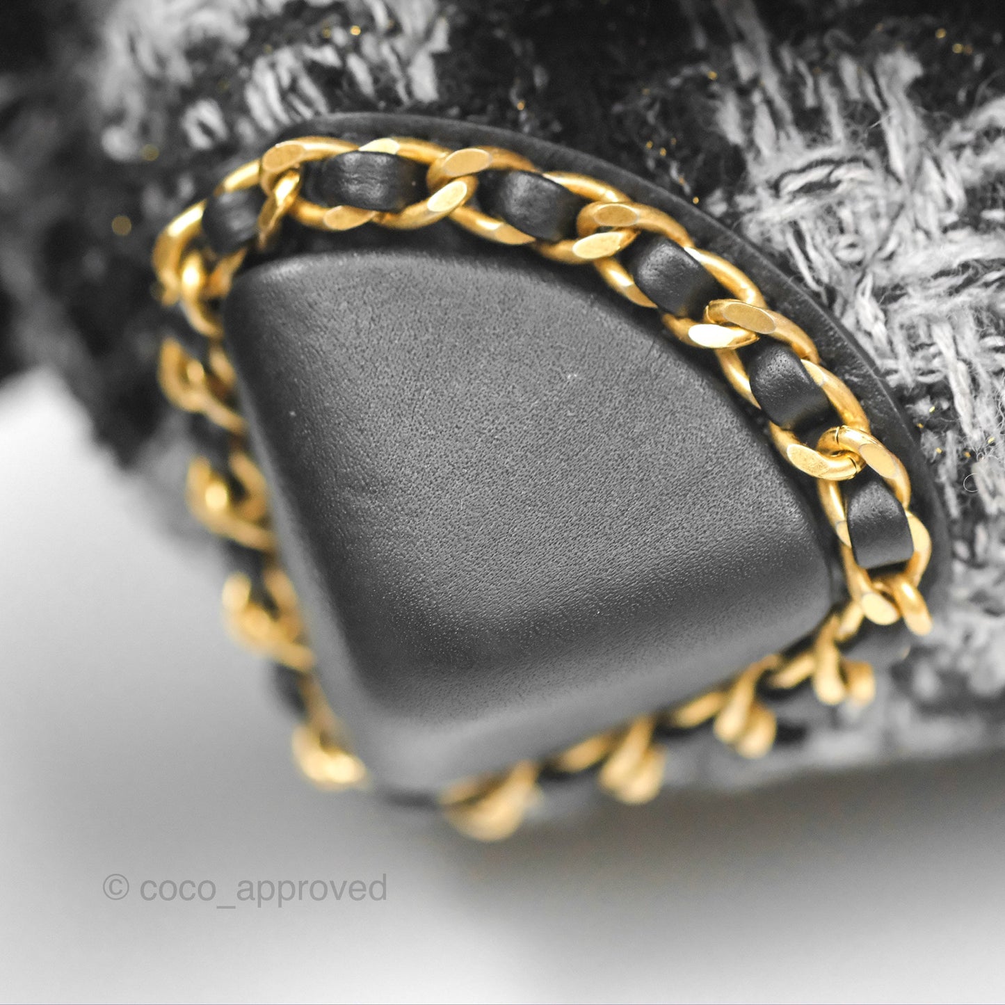 Chanel Mini Flag Bag Black & Grey Tweed Aged Gold Hardware