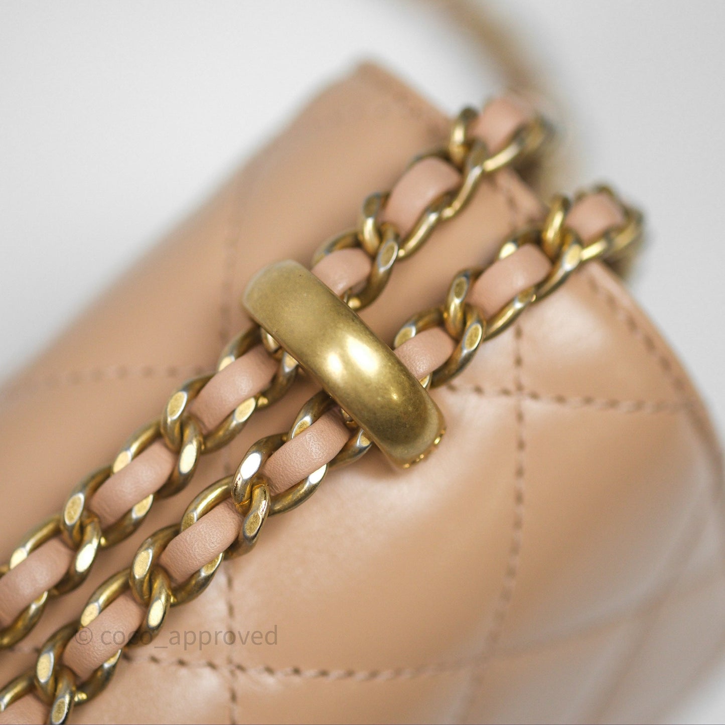 Chanel Quilted Mini Perfect Fit Adjustable Beige Calfskin Gold Hardware