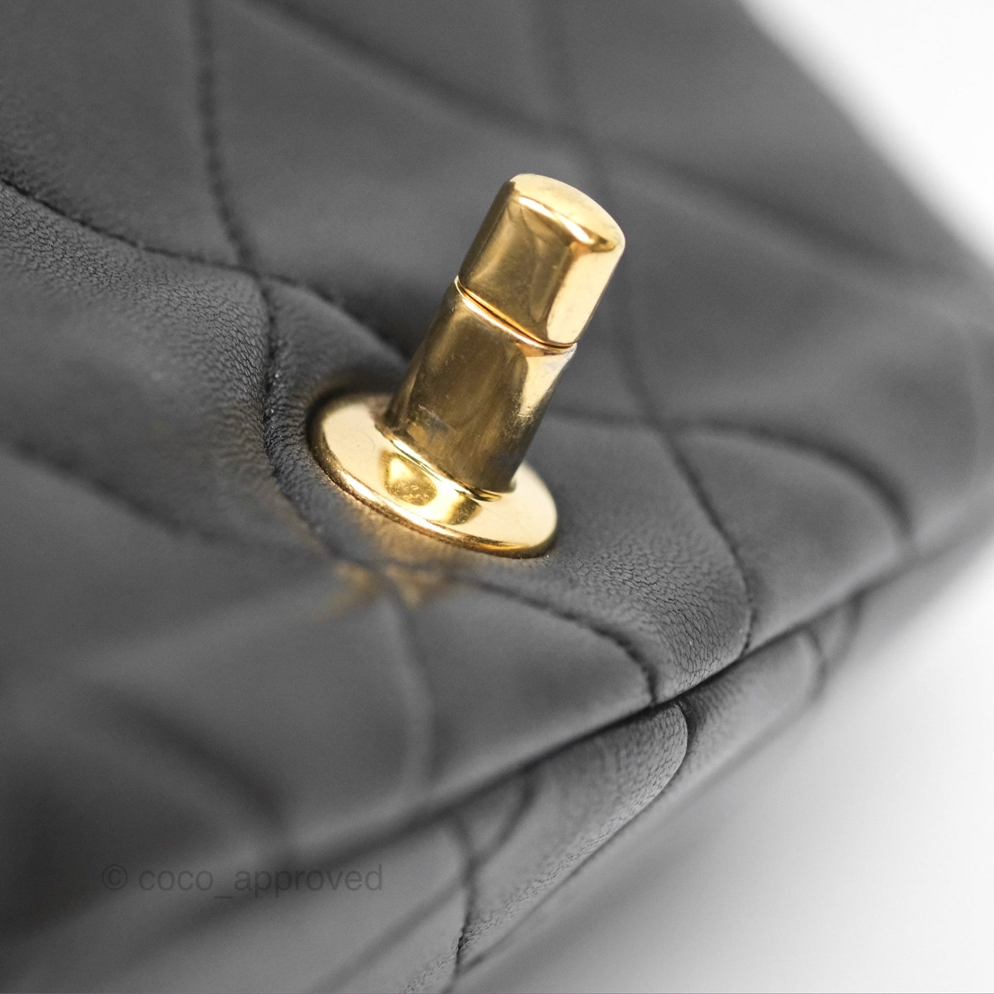 Chanel Mini Top Handle Flap Black Lambskin Aged Gold Hardware