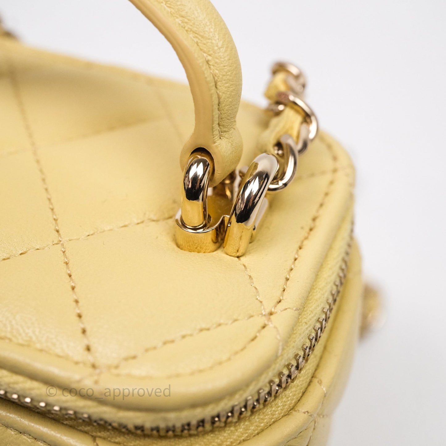 Chanel Mini Top Handle Vanity With Chain Yellow Lambskin Gold Hardware