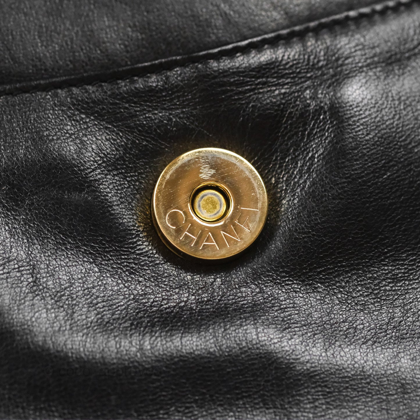 Chanel Vintage White CC Camera Bag Black Lambskin Gold Hardware